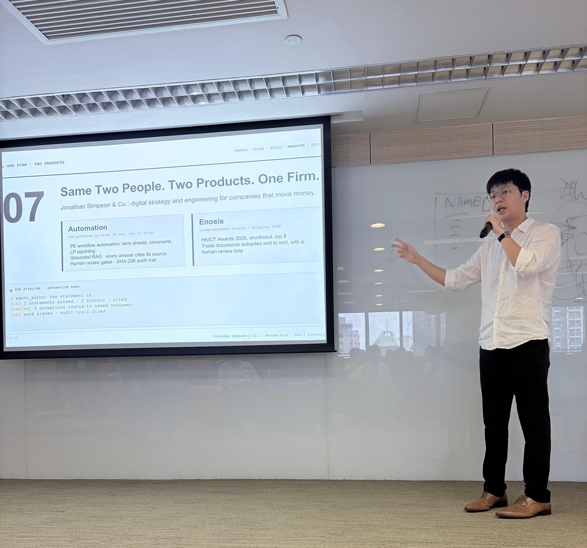 Devano Jonathan presenting at the HKU IIMT3689 guest lecture